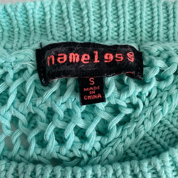 Aqua sweater by Nameless. Size small. Knit with open back accent. - Picture 3 of 4